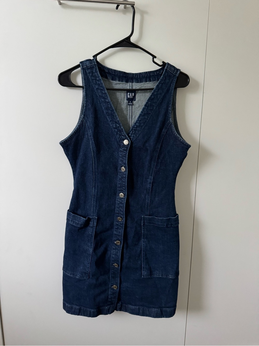 GAP Women's Dark Blue Denim Button-Front Dress